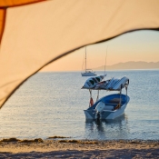 IH boat & sunrise Puerto Gato 9x6